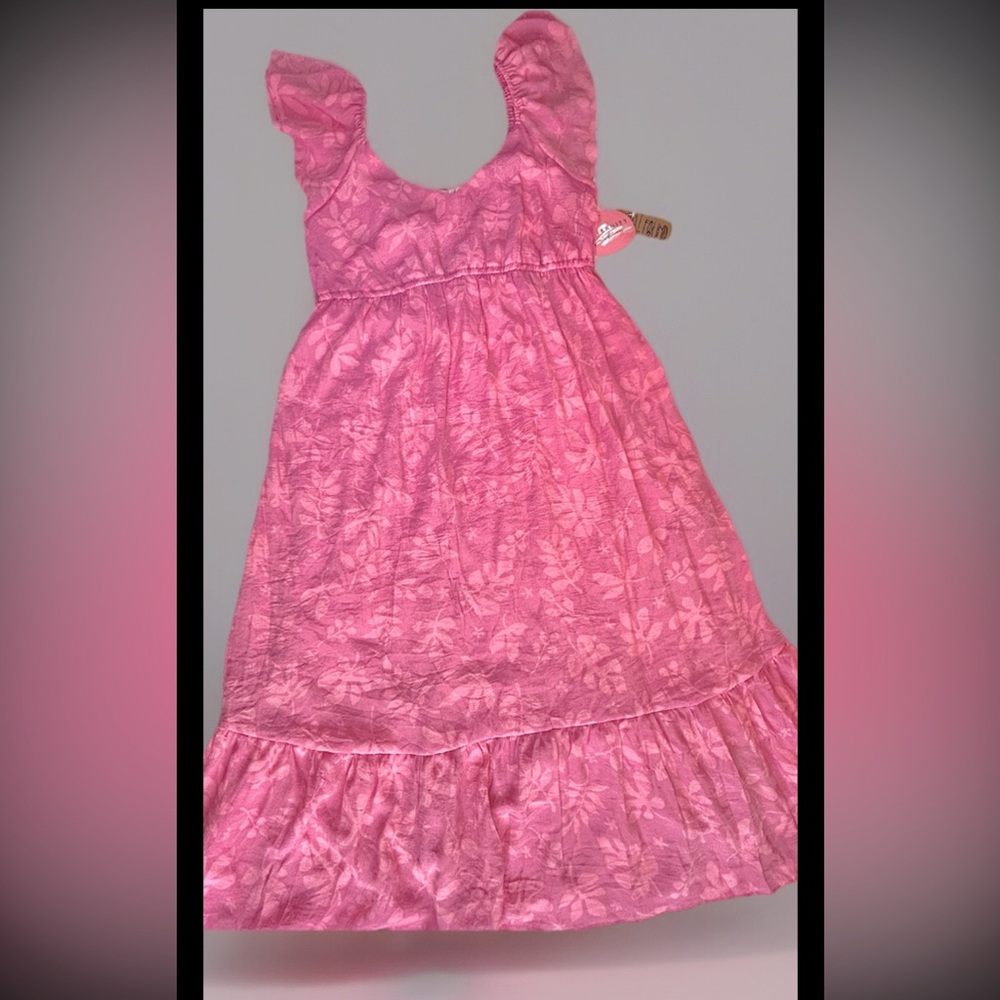 Just Found Women’s Maternity Pink Floral Summer Dress Ruffled Skirt L